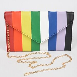 Multicolor Striped Envelope Clutch